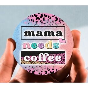 Set of 2 Car Coasters, Mama Needs Coffee Car‎ Coaster, Neoprene Car Coaster